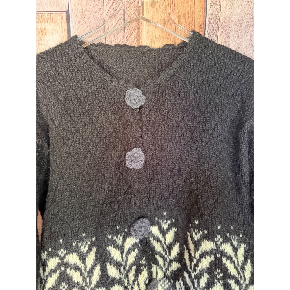 Dale of Norway Cardigan Sweater Vintage Nordic Fair Isle Black Gray Scandinavian - Picture 3 of 8
